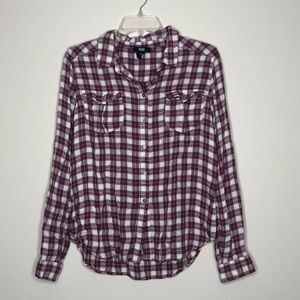 Flannel button down top Paige long sleeve
